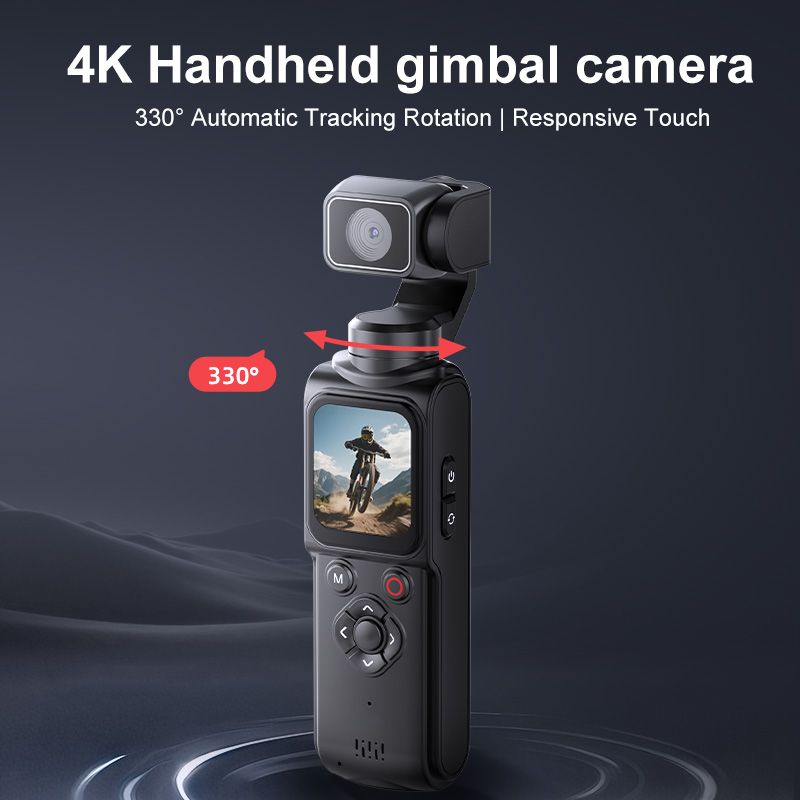 AT-M105 Pocket Gimbal Vlog Camera, 4K HD Handheld Video Camera，white，64GB