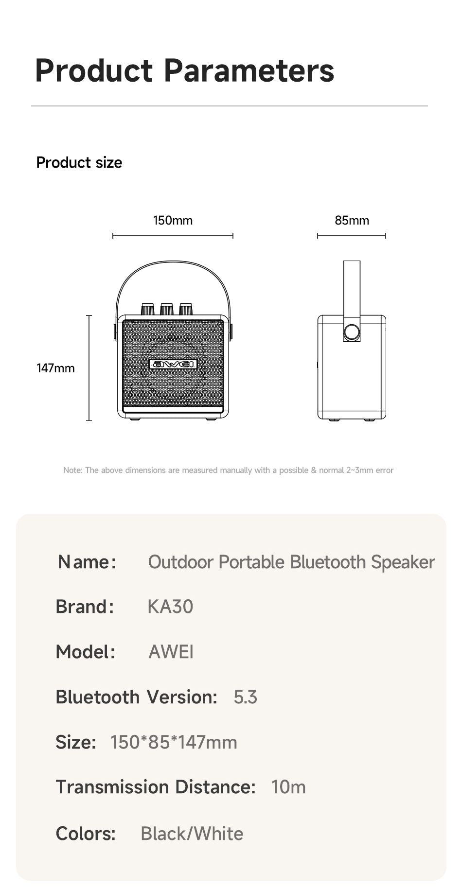 AWEI KA30 Mini Retro Bluetooth Speaker，black