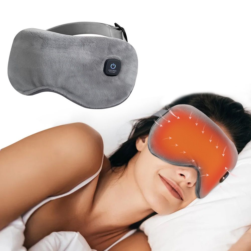Wireless Smart Heated Eye Mask with 3-Temperature Control, Ergonomic Design for Eye Relief, Ideal for Sleep, Travel, and Office Relaxation (Grey)