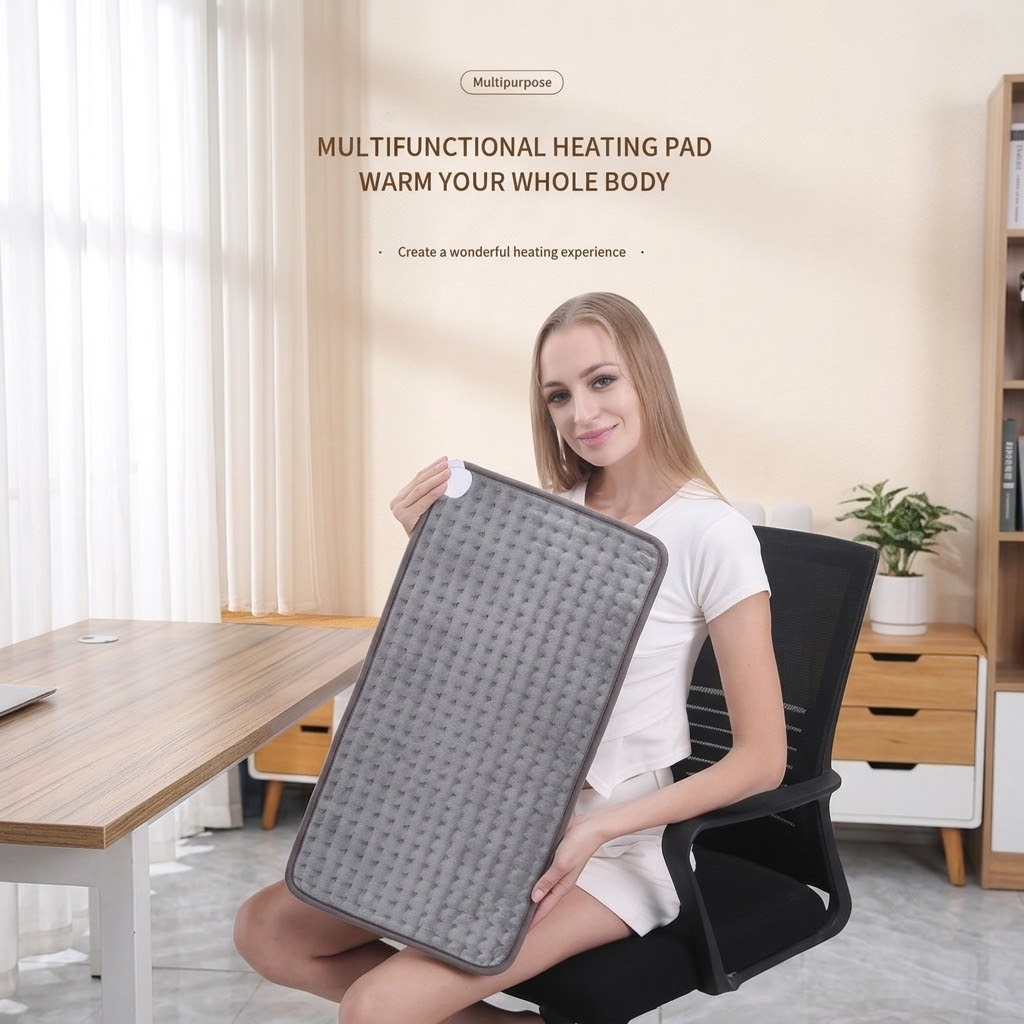 Multifunctional Electric Heating Pad with Adjustable Temperature Control, Soft Flannel Fabric for Shoulder, Neck, Back, and Leg Relief, Ideal for Home and Office Use (L)