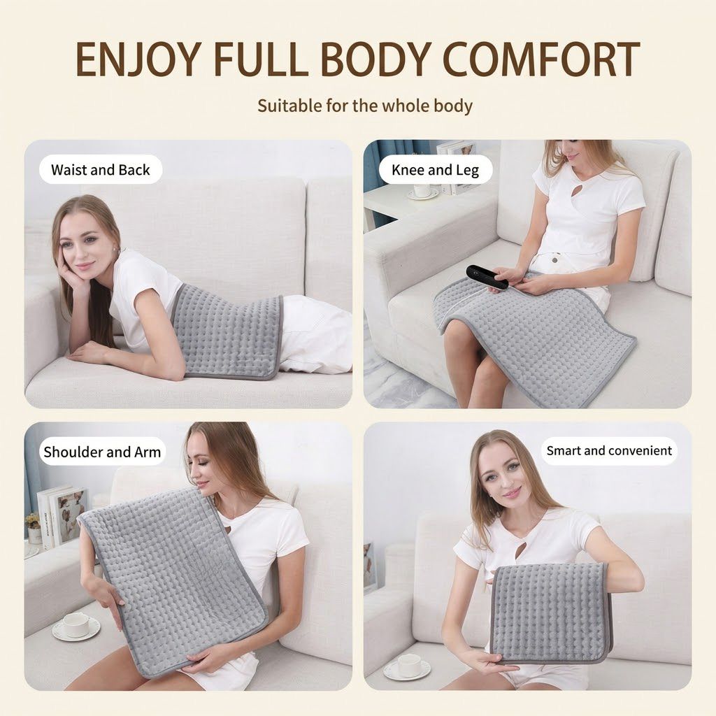 Multifunctional Electric Heating Pad with Adjustable Temperature Control, Soft Flannel Fabric for Shoulder, Neck, Back, and Leg Relief, Ideal for Home and Office Use (L)