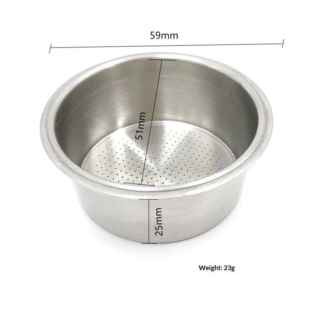 51mm Filter Basket Stainless Steel Portafilter Basket Espresso Handle Basket Compatible with  Espresso Maker,Double Cup Filter Basket Replacement(2 Cup)