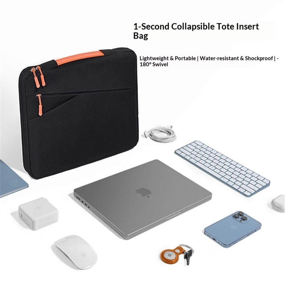 13.3 Inch Case Tablet Sleeve, Additional Accessories Pocket, With Accessories Compartment Top-Handle Work Meeting Bag Slim Communiting Tote