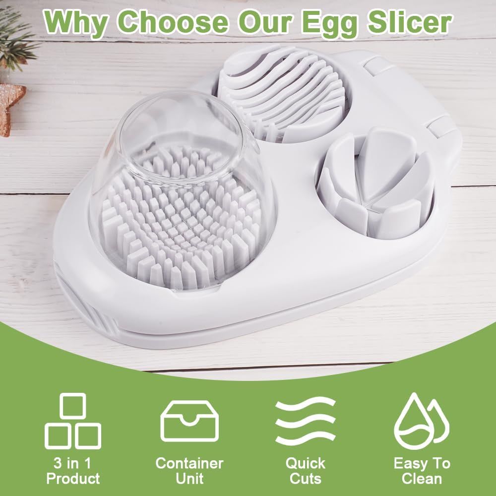 3 In 1 Egg Slicer For Hard Boiled Eggs, Strawberry Slicer Grape Cutter, 2025 New Stainless Steel Dicer Egg Slicer Dishwasher Safe, Fruit Cutter For Egg Strawberry Mushroom
