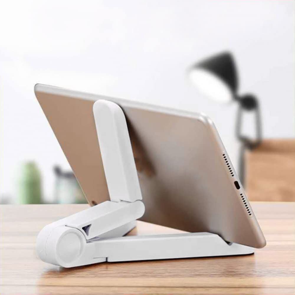 Adjustable Smartphones Tablets Holder Foldable Portable Stand Adjustable Tablet Holder Stand，Desktop Solid Universal (White)