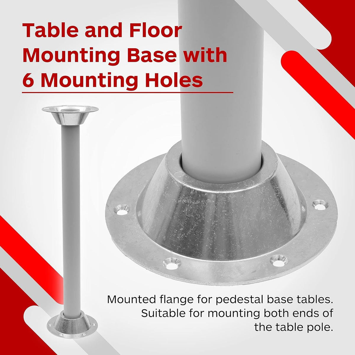 Aluminum Pedestal Table Base Flange - Table and Floor Mounting Base with 6 Mounting Holes - Includes Mounting Screws