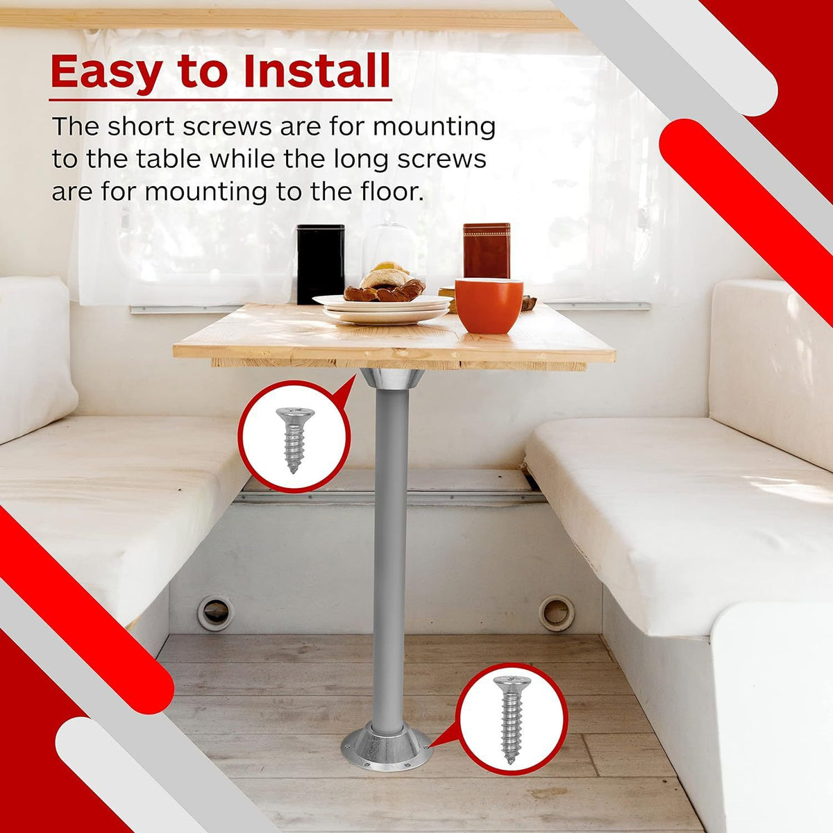 Aluminum Pedestal Table Base Flange - Table and Floor Mounting Base with 6 Mounting Holes - Includes Mounting Screws