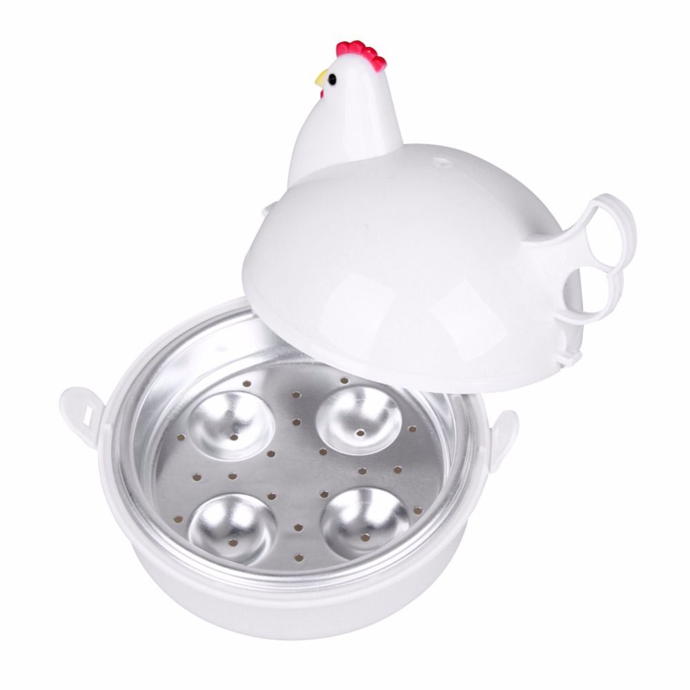 Egg Maker, Steamer, Perfectly-Cooked Hard boiled Eggs in Under  Chicken Shape Microwave Egg Poacher 4 Eggs Boiler Steamer