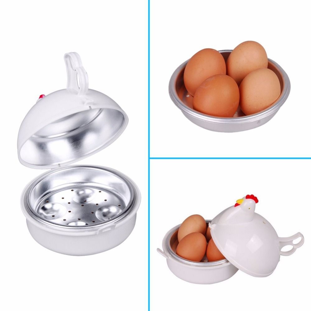 Egg Maker, Steamer, Perfectly-Cooked Hard boiled Eggs in Under  Chicken Shape Microwave Egg Poacher 4 Eggs Boiler Steamer