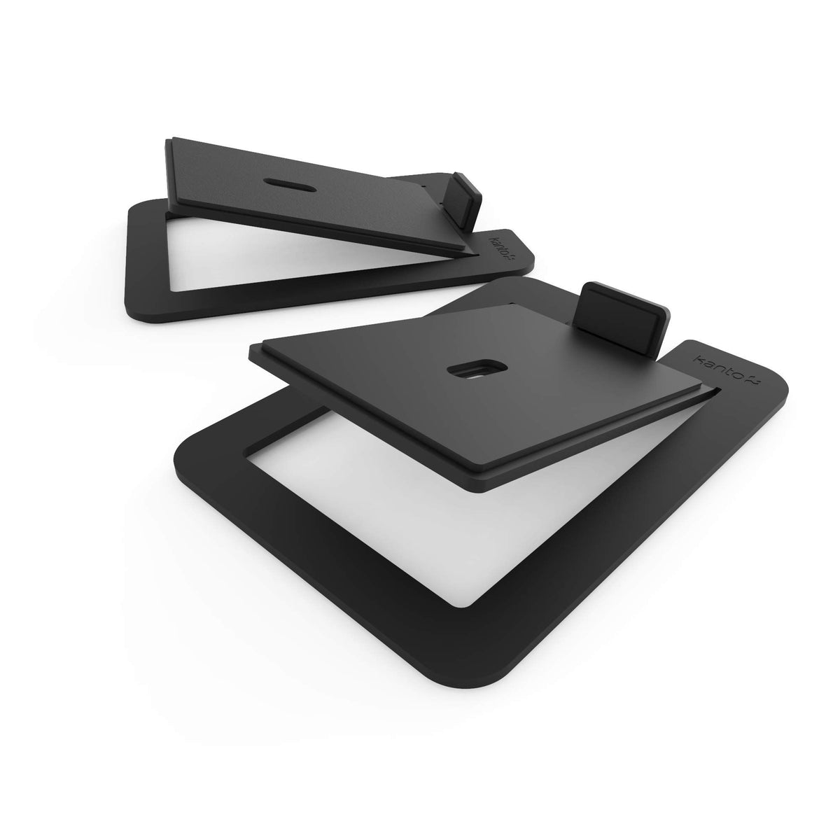 Tilted Desktop Speaker Stands for Large Bookshelf Speakers & Full-Size 5”-7” Studio Monitors | Damping Foam Padding | Black