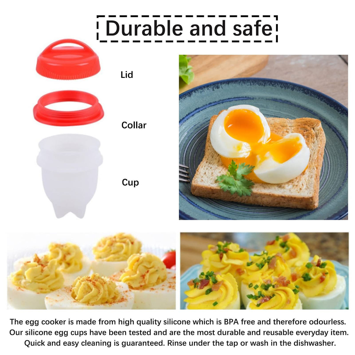 6 Pcs Egg Cooker, Silicone Non-stick Egg Boiler, No Shell Egg Cook Cups, Fast Poaching Egg for Breakfast