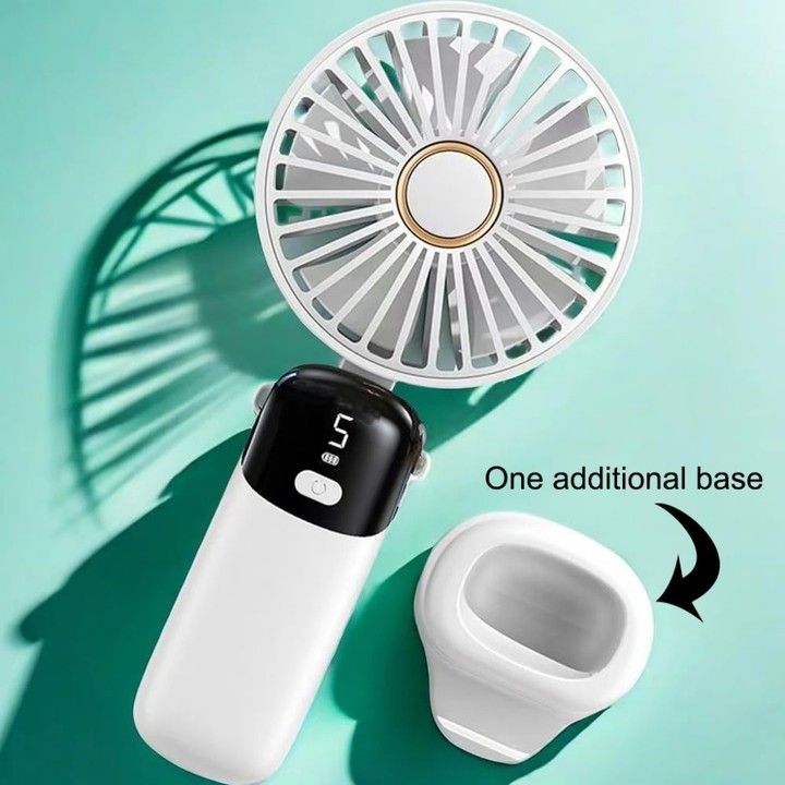 USB charging small handheld fan, mini portable desktop folding dormitory digital display screen, mini endurance fan