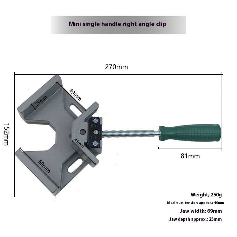 Aluminum Single Handle 90 Degree Right Angle Clamp Angle Clamp Woodworking Frame Clip Right Angle Folder Tool