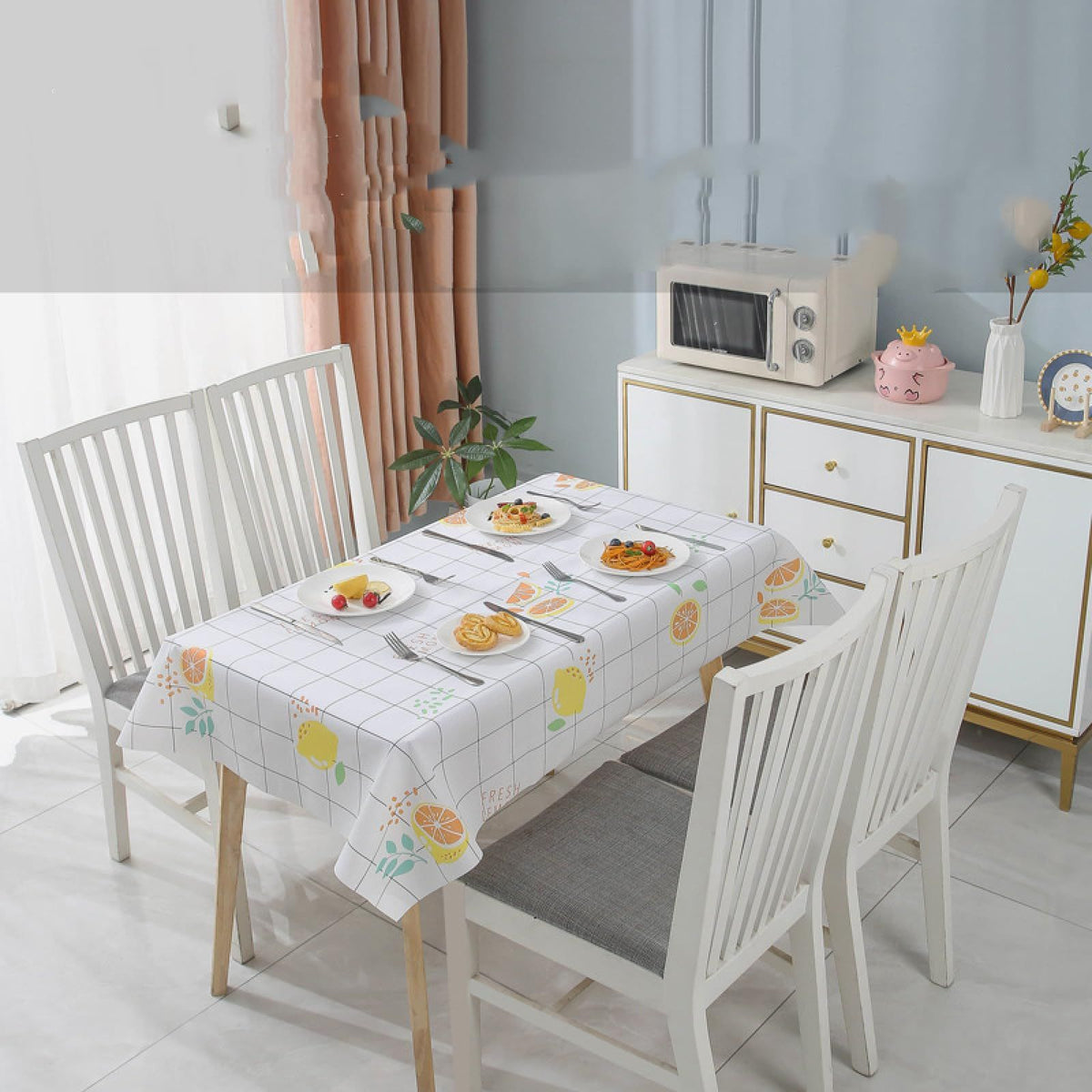 Romanstile Rectangle Plastic Tablecloth, Waterproof Oil-Proof Checkered PVC Table Cloths, Heavy Duty Vinyl Table Covers