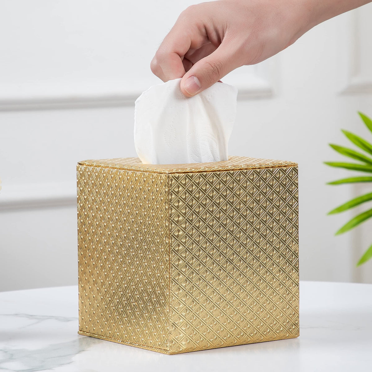 Tissue Box Cover Square,Gold Tissue Box Holders,Tissue Holder for Bathroom Accessories,Bathroom Tissue Holders