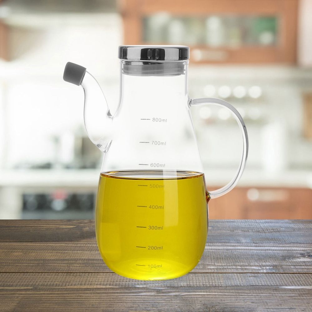 800 Ml Heat-resistant Oil Pot Dispenser ttle Measure Olive