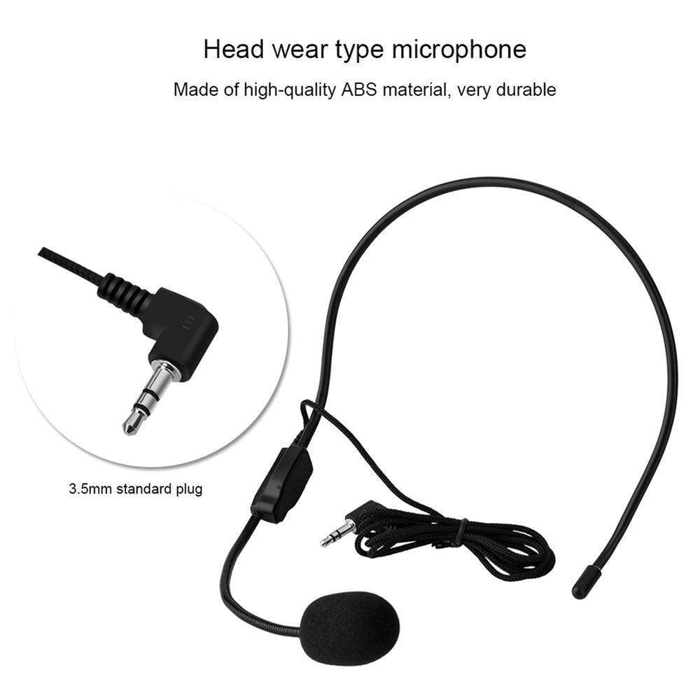 Mini 3.5mm Head Mounted Wired Microphone Condenser MIC for Voice Amplifier Speaker