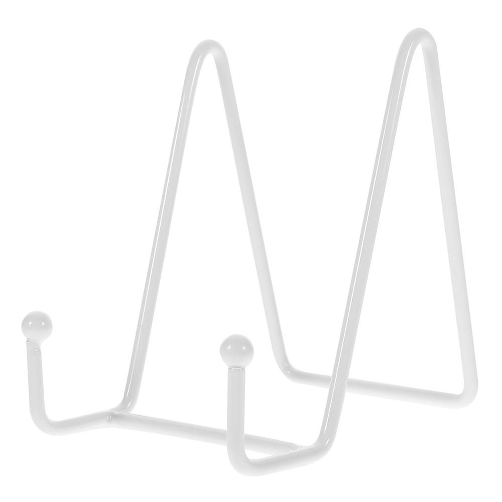 White Metal Easel Stand for Plates, Photos & Artwork – Multifunctional Iron Tabletop Display Holder, 2.95 x 4.13 x 4.13 Inches