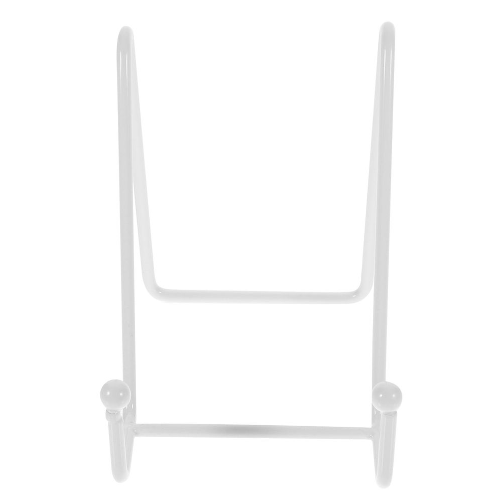 White Metal Easel Stand for Plates, Photos & Artwork – Multifunctional Iron Tabletop Display Holder, 2.95 x 4.13 x 4.13 Inches