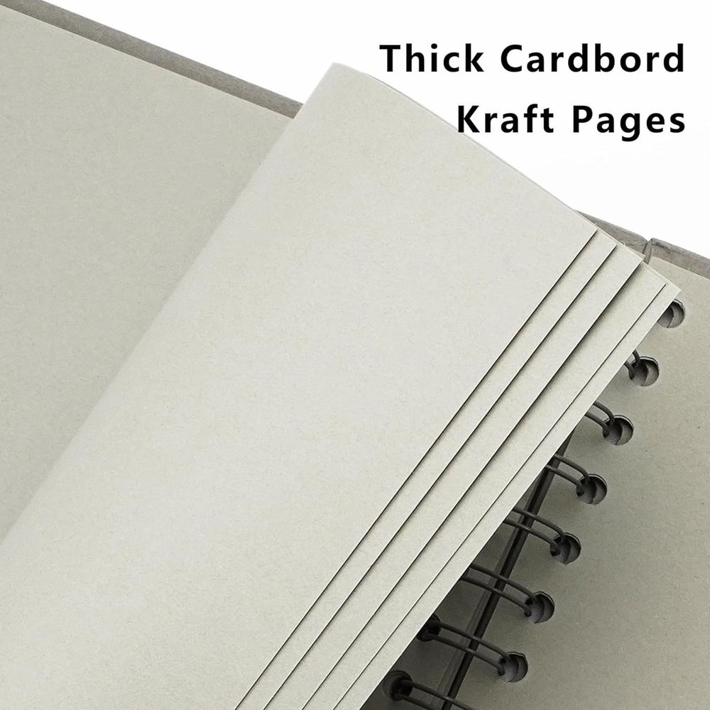 7x7 Inch Hardcover Scrapbook Album, Kraft Paper DIY Memory Book with 20 Sheets for Family, Wedding and Photo Preservation