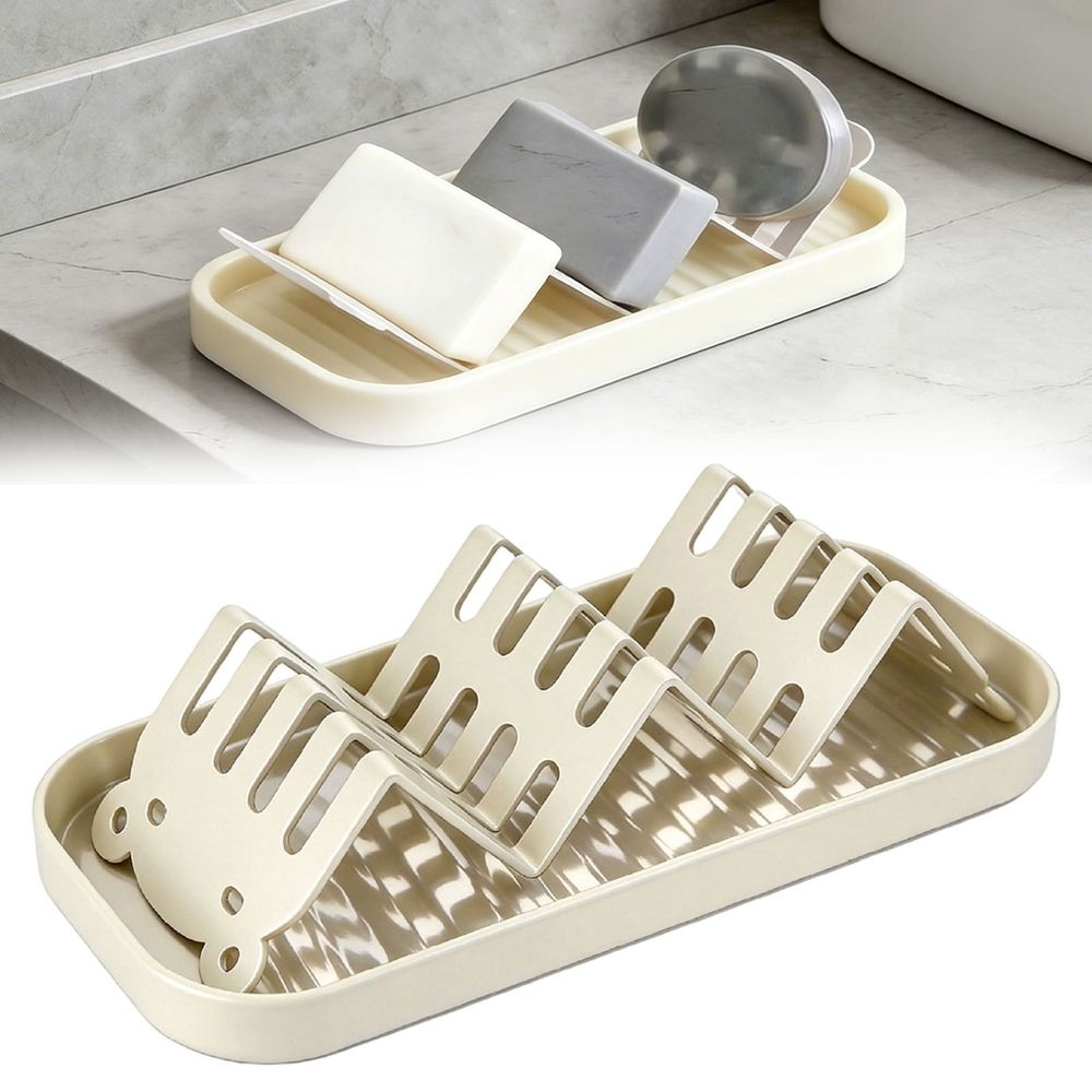 Wavy Soap Dish, Metal Self Draining Shampoo Bar Holder, White Drip Tray Quick Dry Soap Rack, Rustproof Bathroom Shower Soap Organizer, Wavy Soap Dish Holder for Shampoo Bars Conditioner Bars