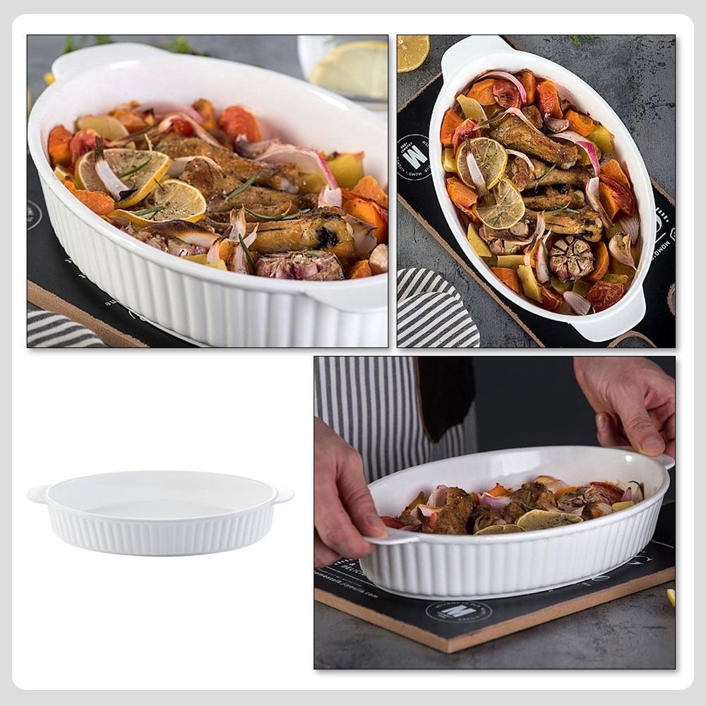 Oval Ceramic Baking Pan, Restaurant-Grade Bakeware Dish for Kitchen Cooking and Baking