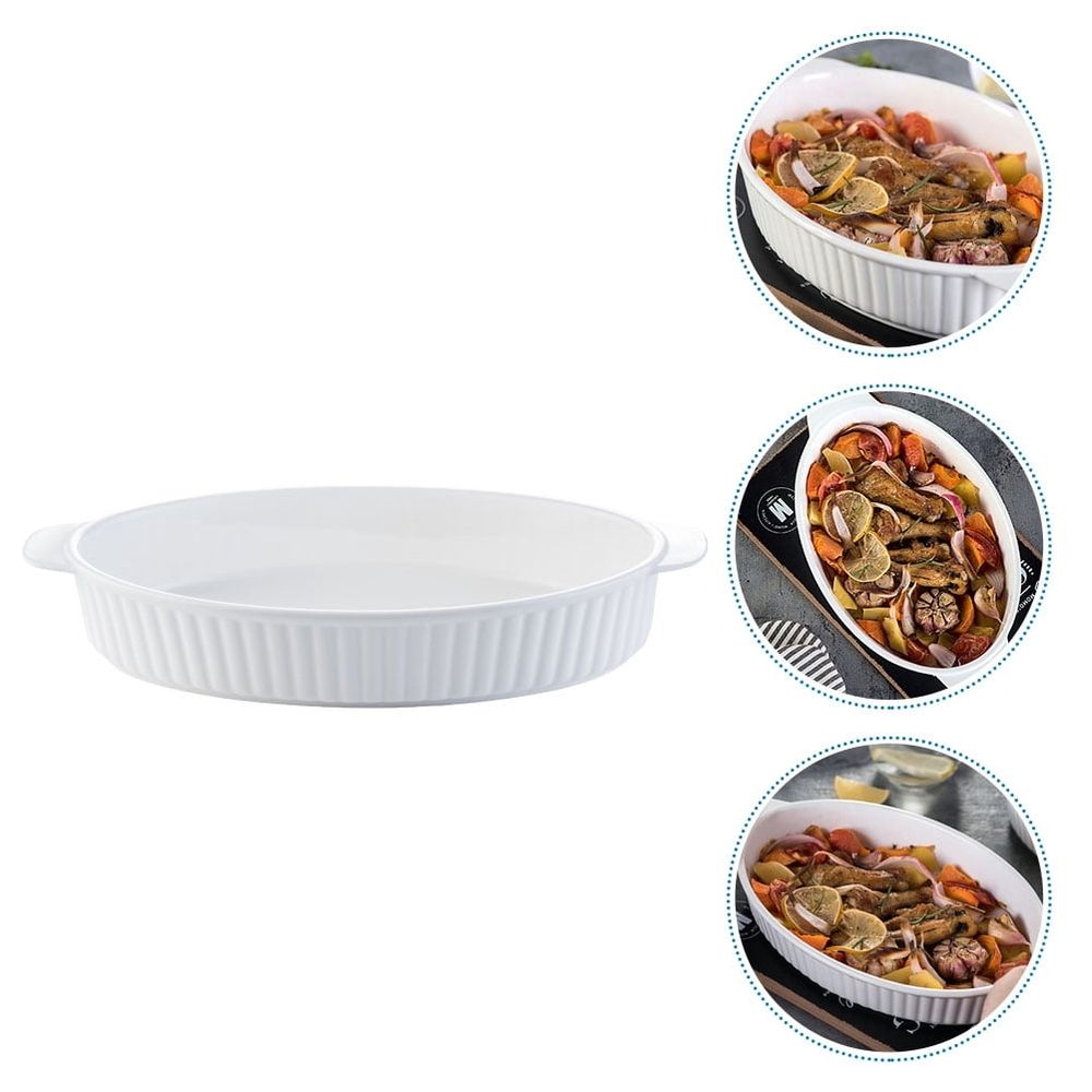 Oval Ceramic Baking Pan, Restaurant-Grade Bakeware Dish for Kitchen Cooking and Baking