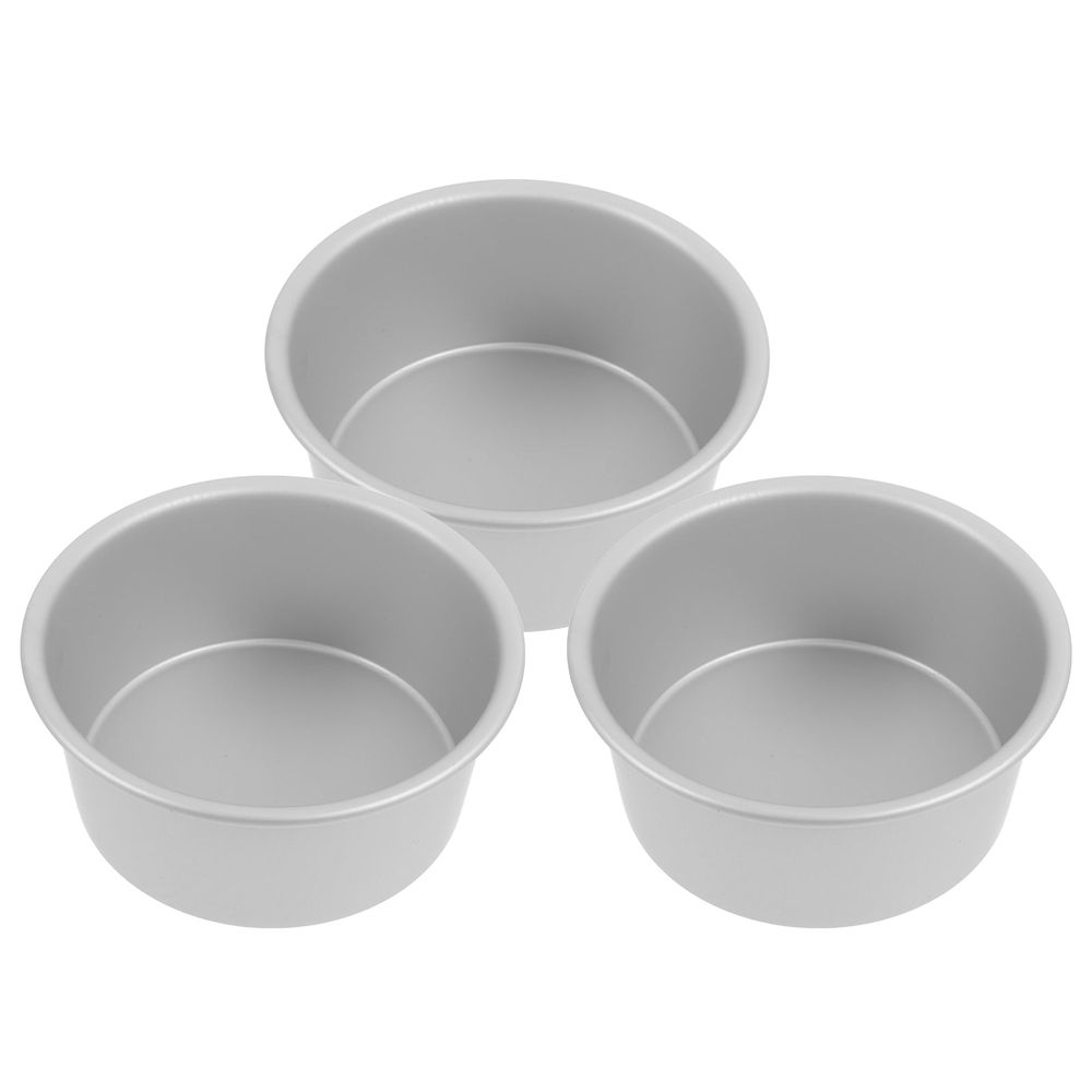 3Pcs Aluminum Alloy Round Cake Pans Plated Silver Baking Tins for Home Use