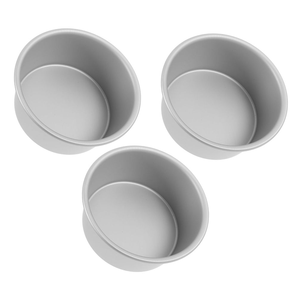 3Pcs Aluminum Alloy Round Cake Pans Plated Silver Baking Tins for Home Use