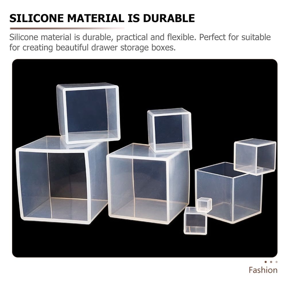 5pcs Silicone Cube Mould for DIY Art Crafts Smooth Flat Interior
