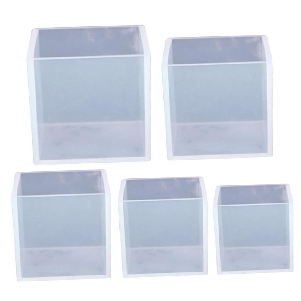 5pcs Silicone Cube Mould for DIY Art Crafts Smooth Flat Interior