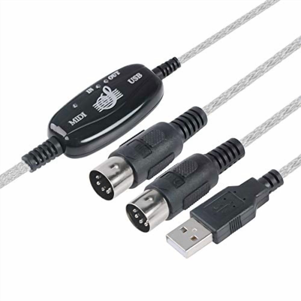 USB to MIDI Cable Converter 2 in 1 PC to Synthesizer Music Studio Keyboard Interface Wire Plug Controller Adapter Cord 16 Channels Supports Computer Laptop