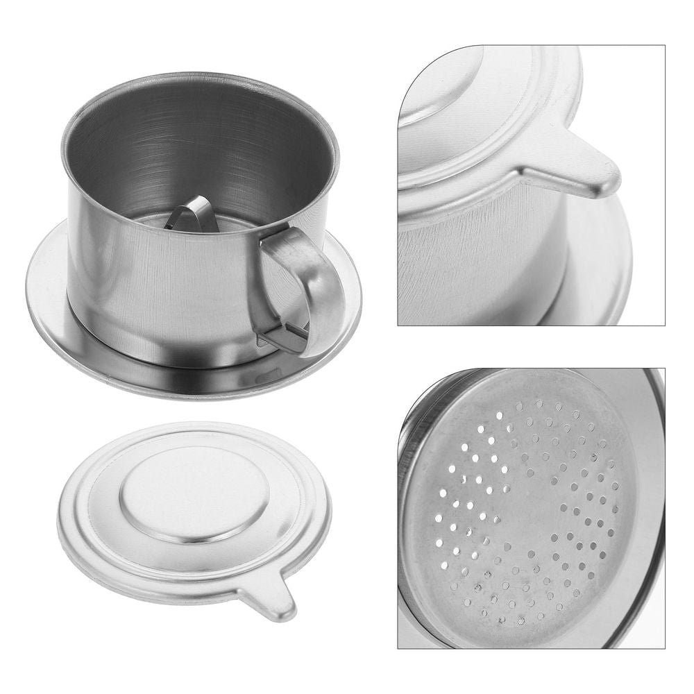 Silver Plated Vietnamese Coffee Drip Filter Maker for Home and Office Brewing Fresh Coffee