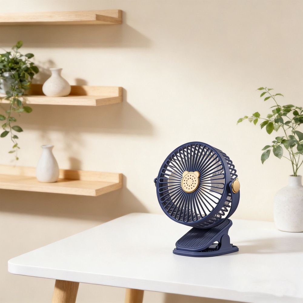 Multi-Purpose Clip Fan with Light - Rechargeable Fan, Variable Speeds, USB Portable for Office, Bedroom