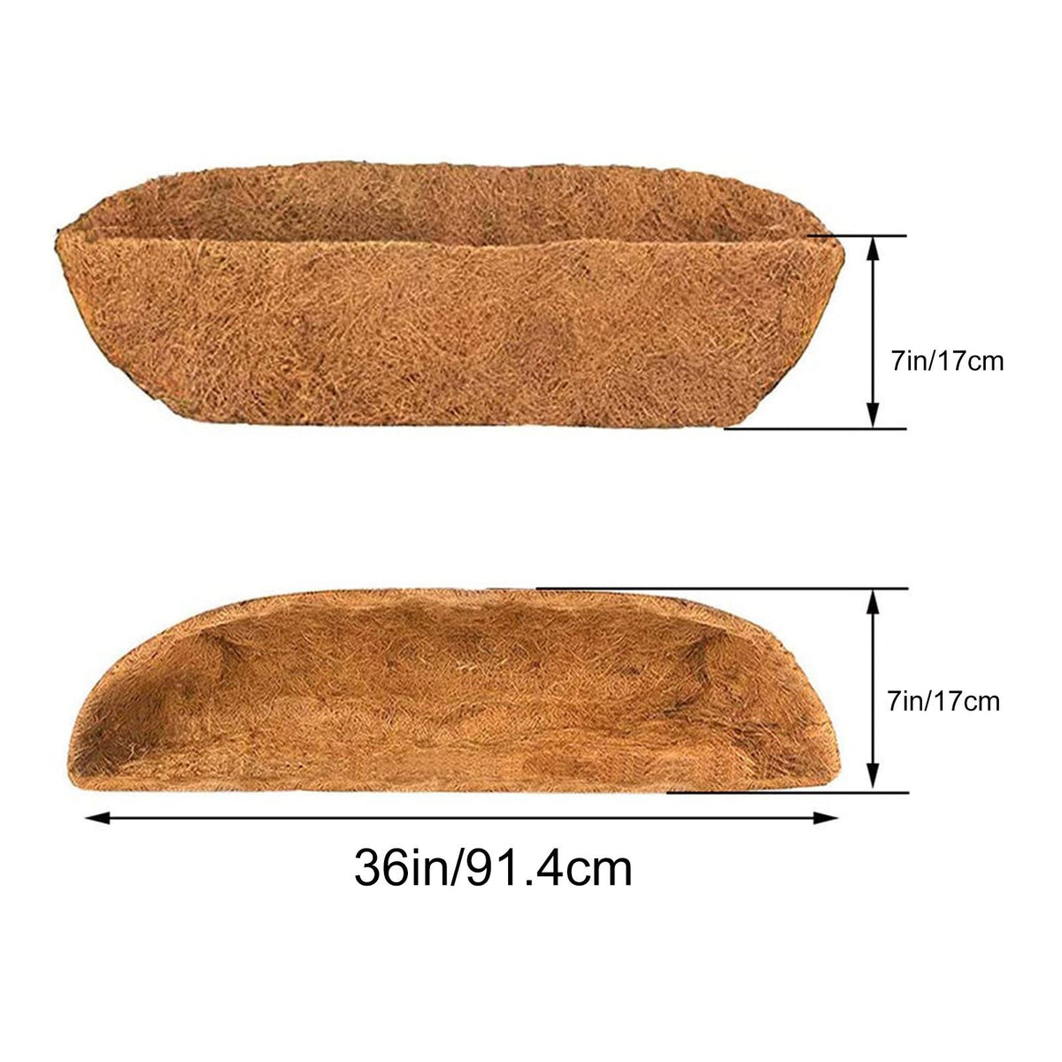 Coco Liners for Planters - 36 Inch Trough Coconut Liners for Planters, Window Box Coco Liners, Natural Coconut Fiber