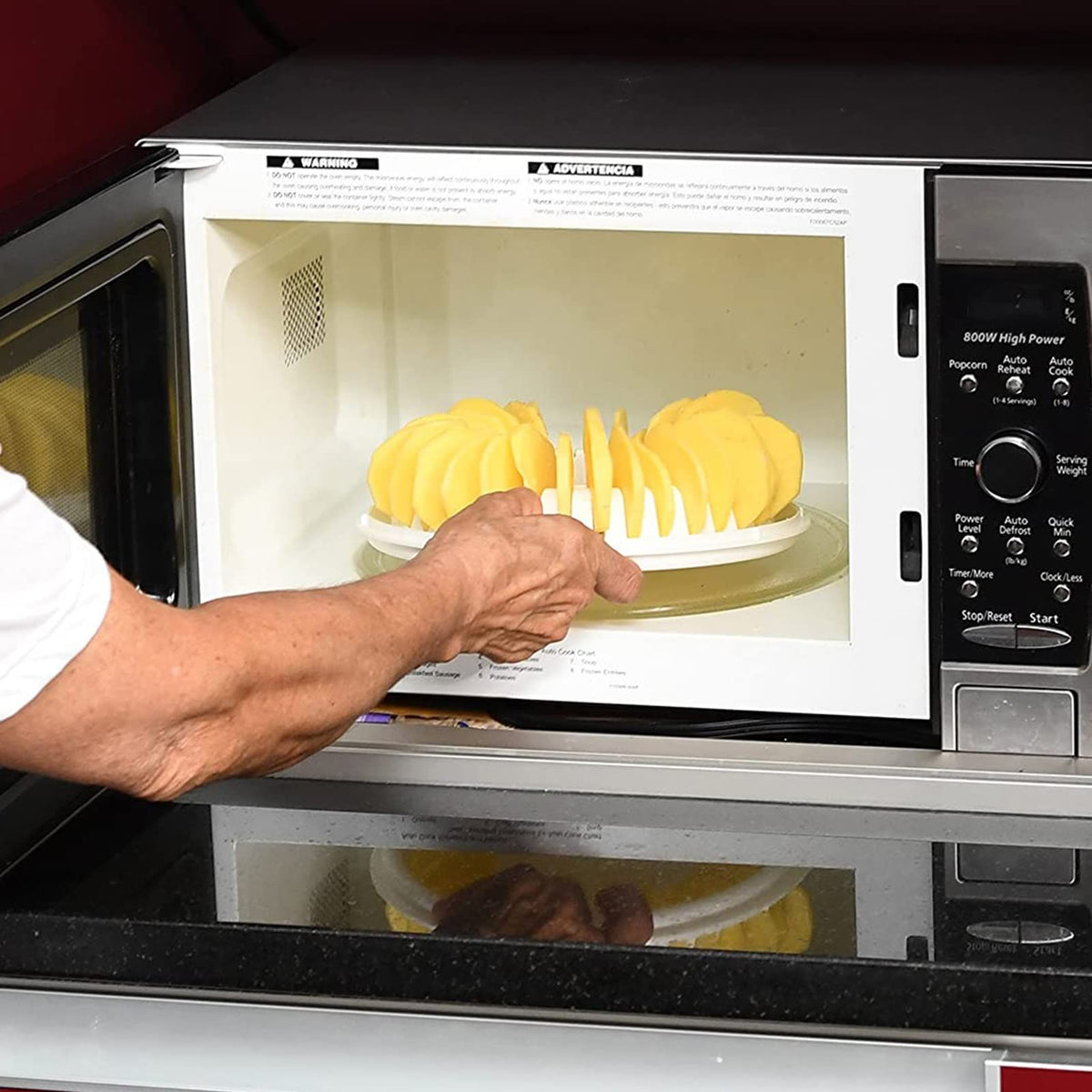 Potato Chips Tray with Slicer, Food Grade Oil-Free Heat-resistant Sauce Plates Potato Chips Tray Microwave Oven Homemade Potato