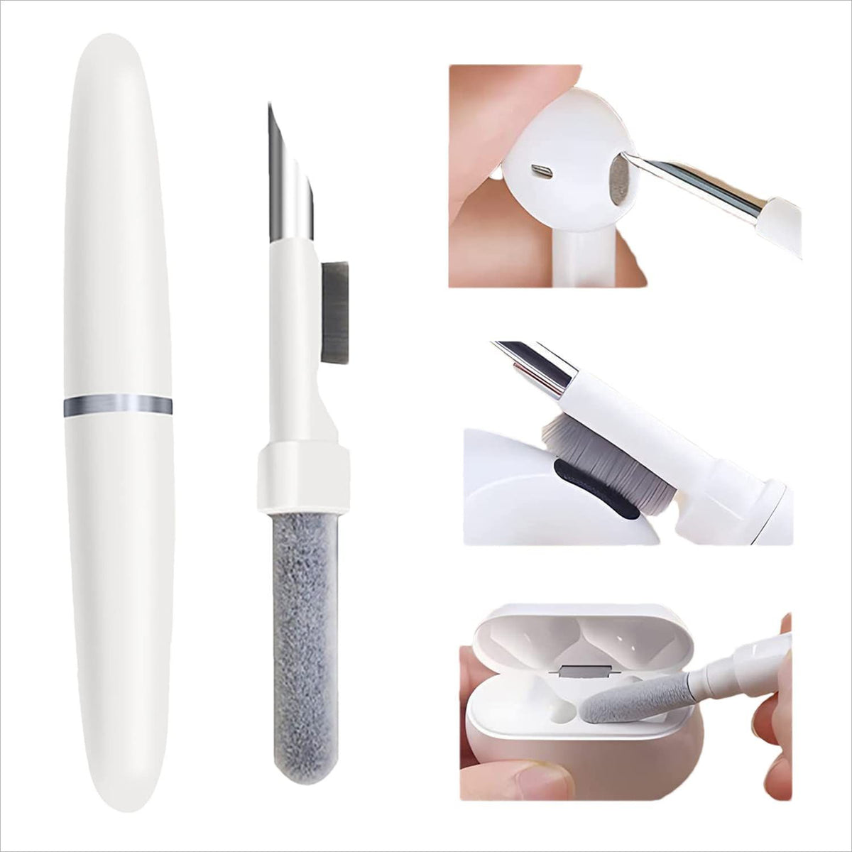 Cleaner Kit for Multifunction Cleaning Pen with Soft Brush for Bluetooth Earphones Case Soft Brush Flocking Sponge