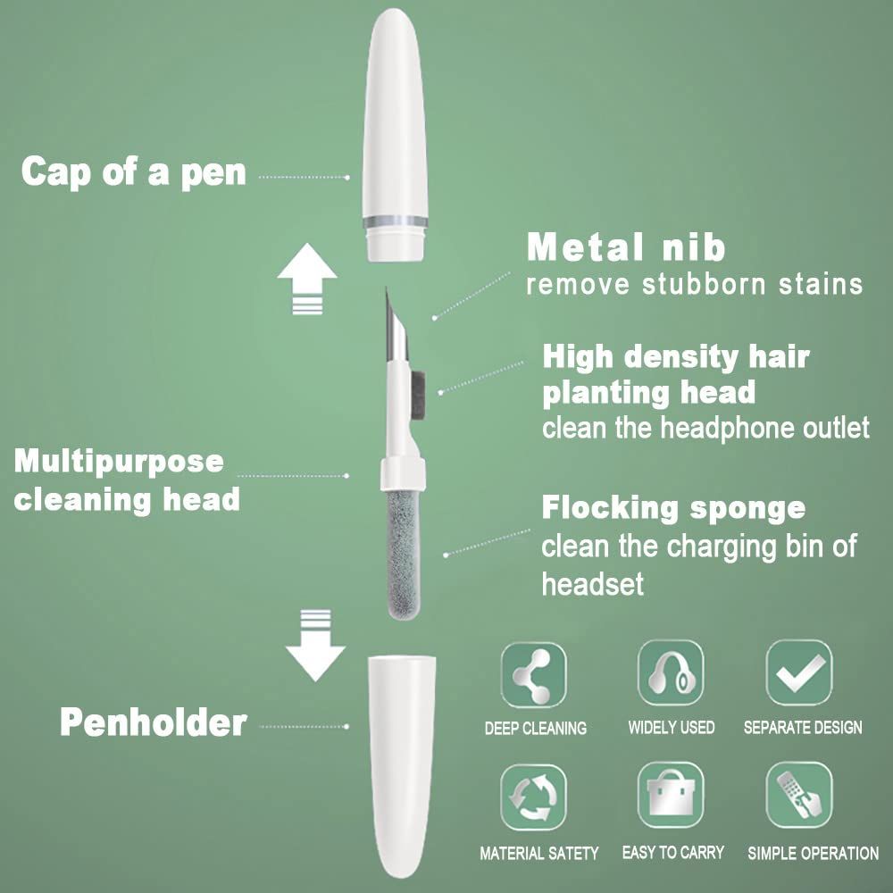 Cleaner Kit for Multifunction Cleaning Pen with Soft Brush for Bluetooth Earphones Case Soft Brush Flocking Sponge
