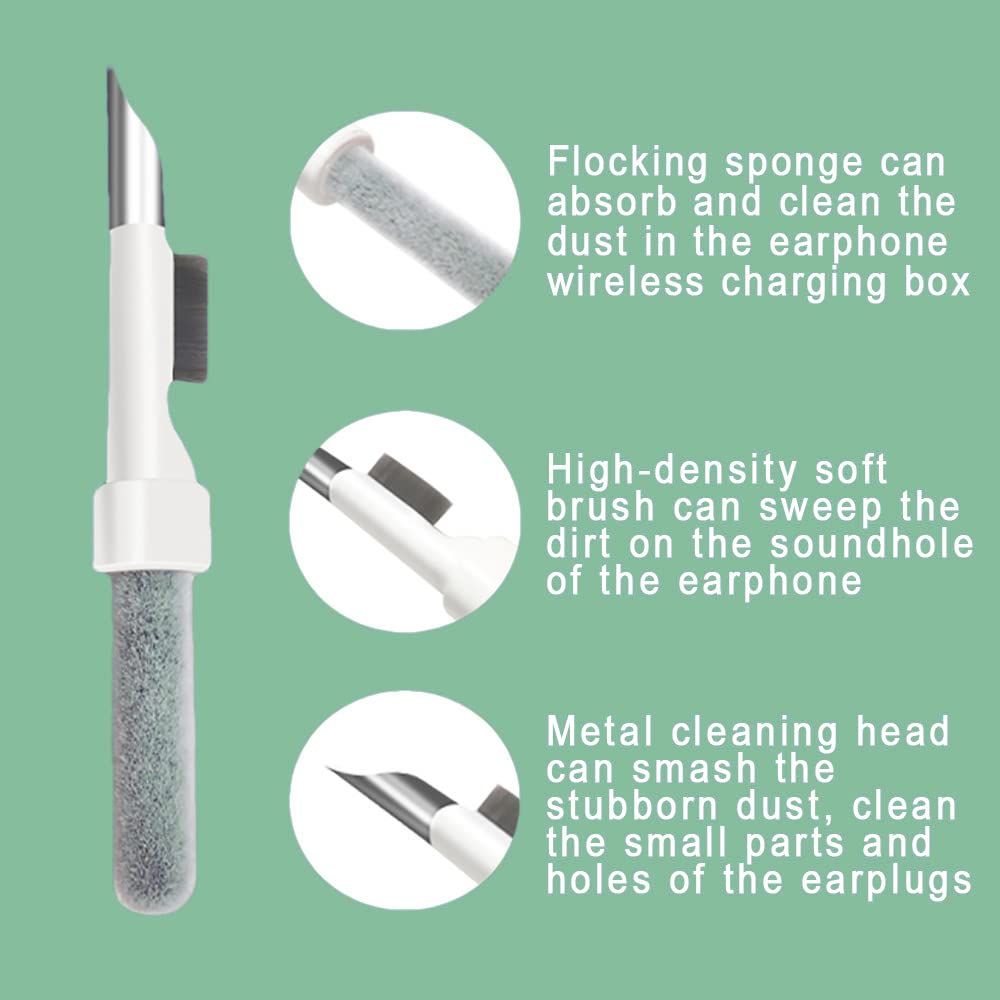 Cleaner Kit for Multifunction Cleaning Pen with Soft Brush for Bluetooth Earphones Case Soft Brush Flocking Sponge