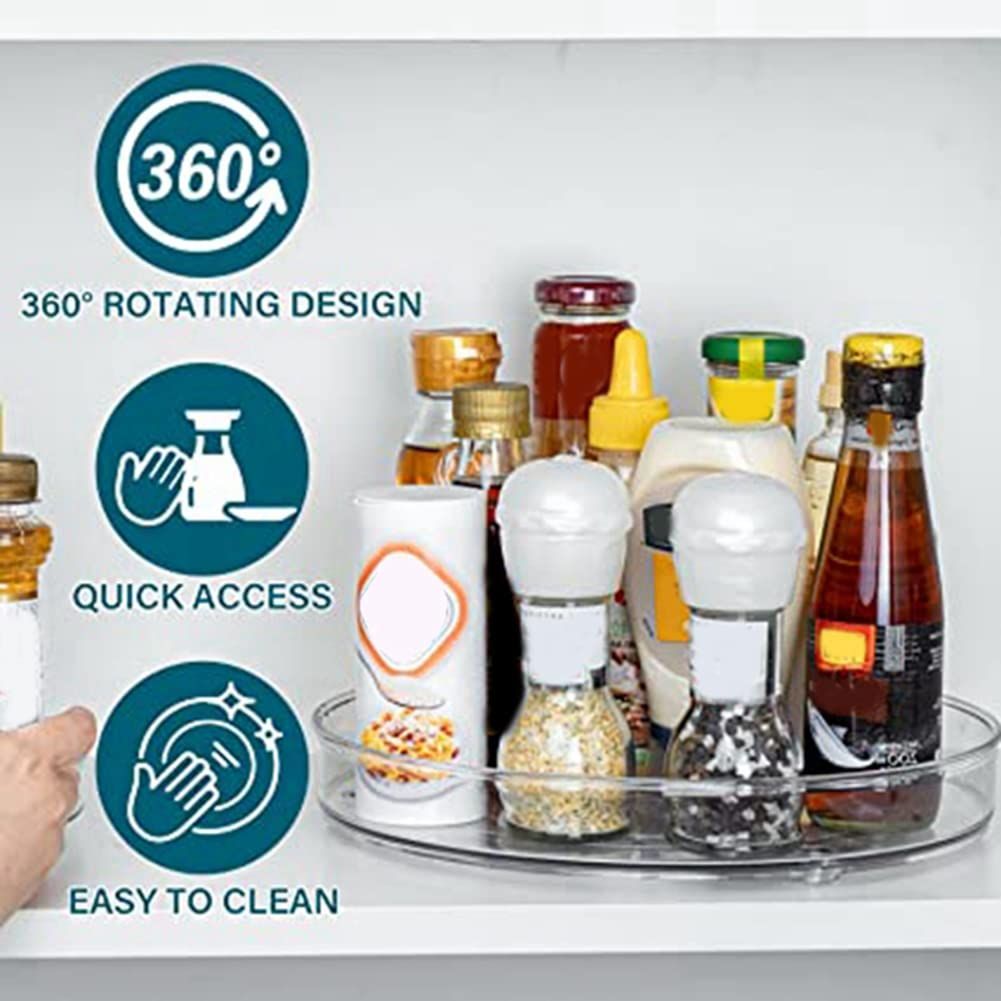 Kitchen Organiser Plastic Turntable Transparent Plastic PET Turntable Storage Rack Spice Cosmetic
