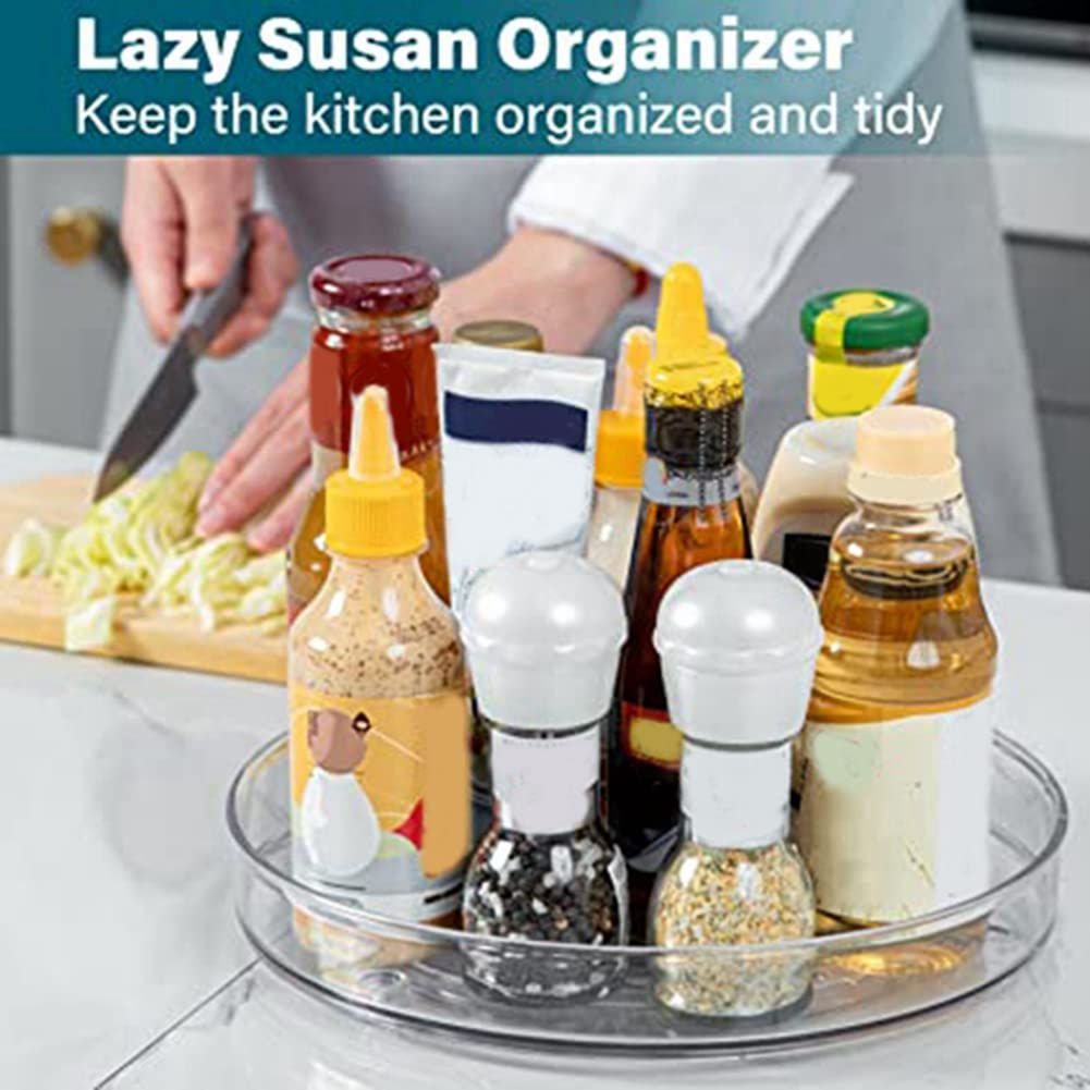 Kitchen Organiser Plastic Turntable Transparent Plastic PET Turntable Storage Rack Spice Cosmetic