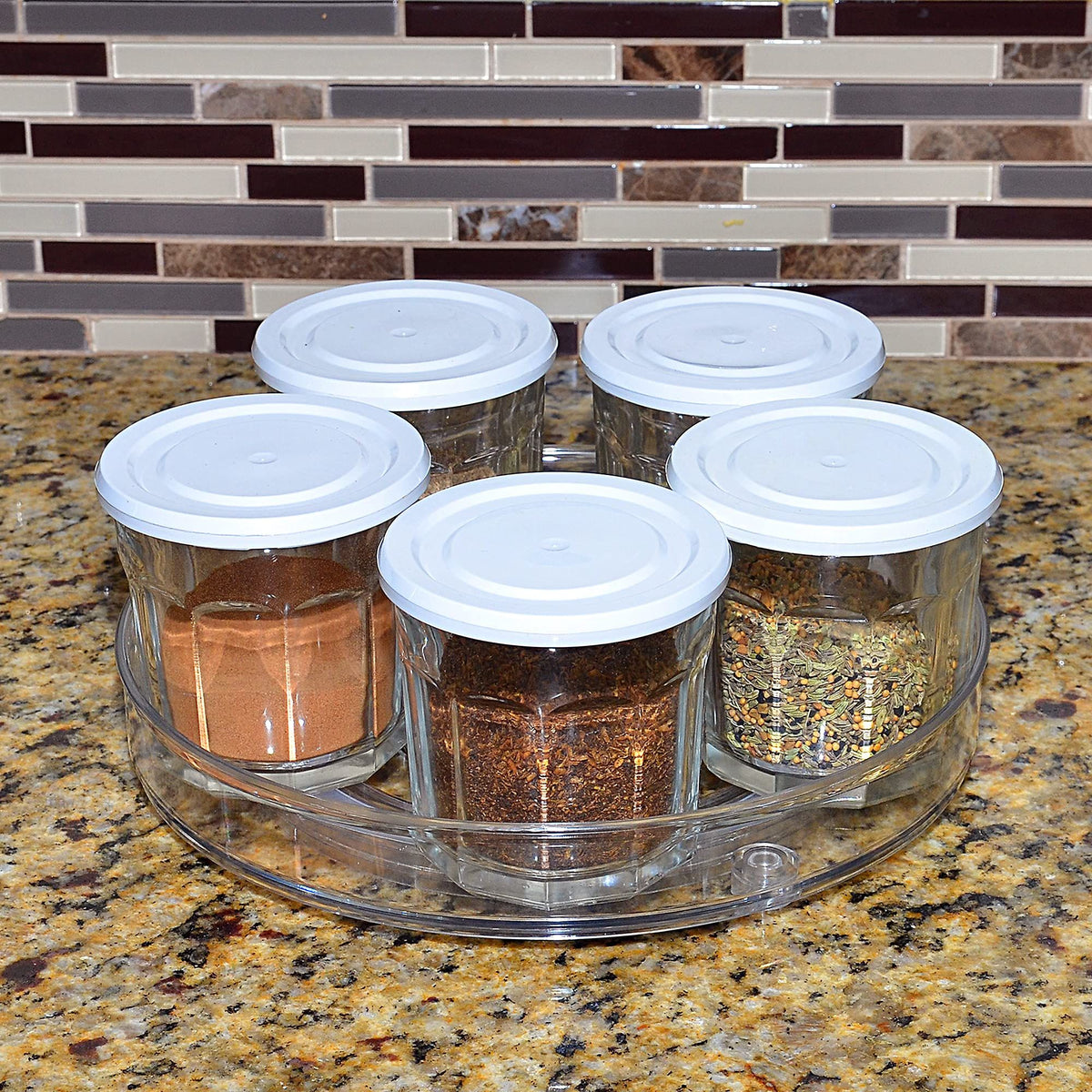 Kitchen Organiser Plastic Turntable Transparent Plastic PET Turntable Storage Rack Spice Cosmetic