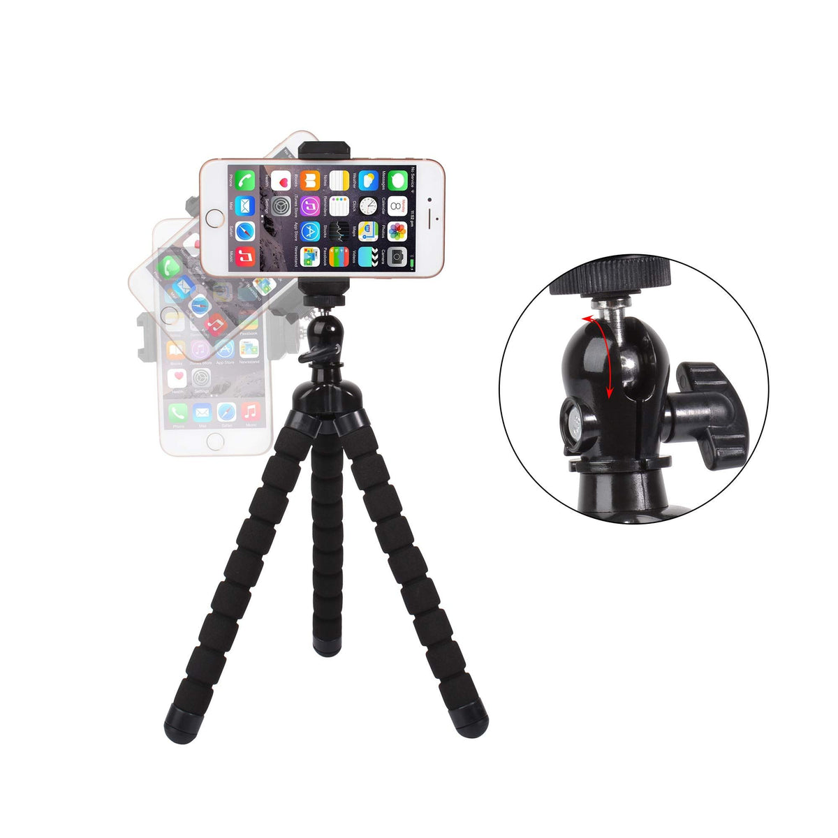 Phone Mini Tripod, Premium Flexible Mobile Phone Tripod Stand Compatible with  mall Digital Camera, Black
