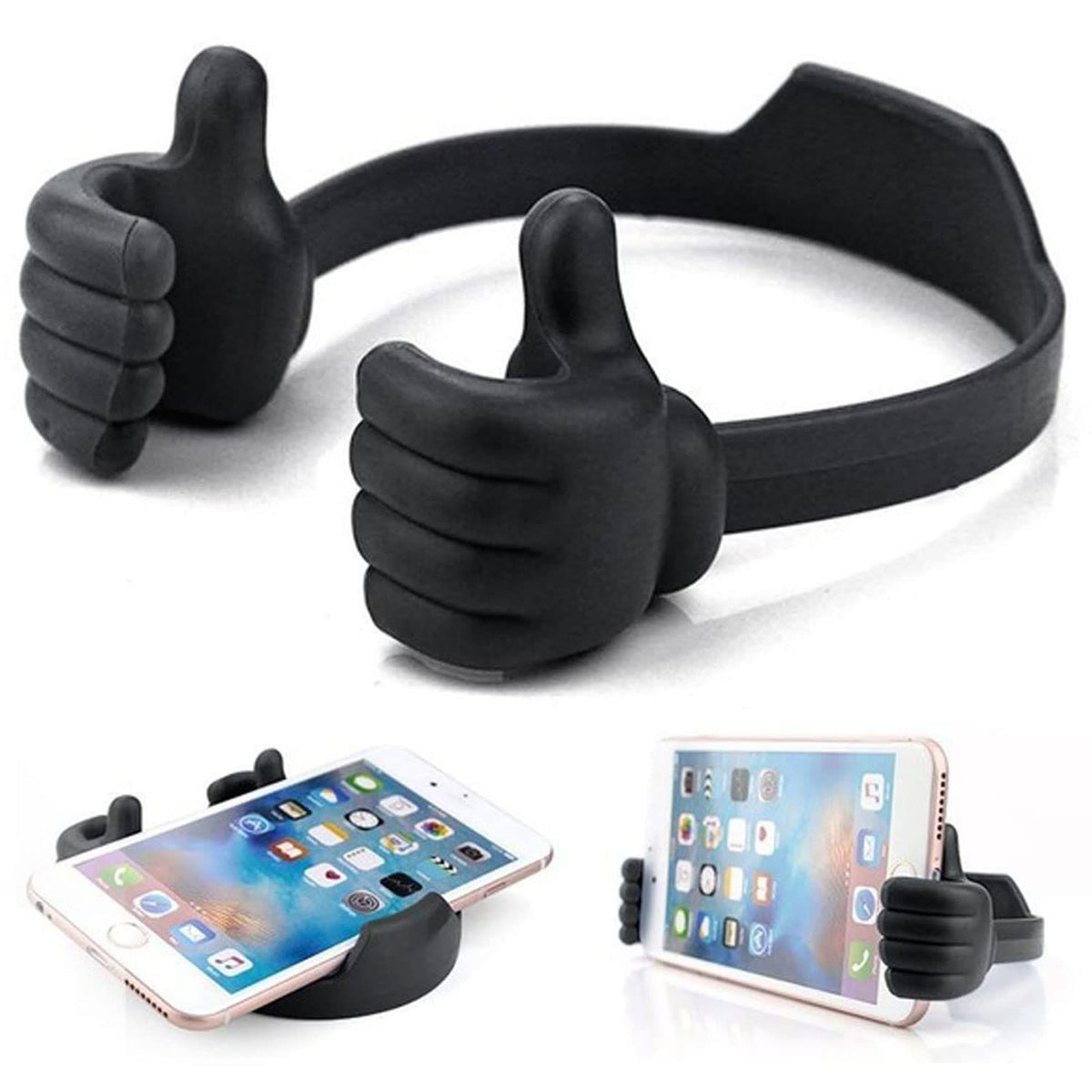 Thumbs Up Cell Phone Holder for Desk, Universal Flexible Cell Phone Stand for Tablet Holder, Cellphone Holder Smartphone(Black)