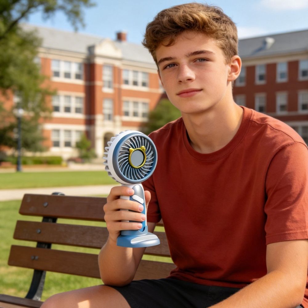 Portable Fan Handheld Mini Fan, Cute Student Style, Easy Portable Carry, Gray