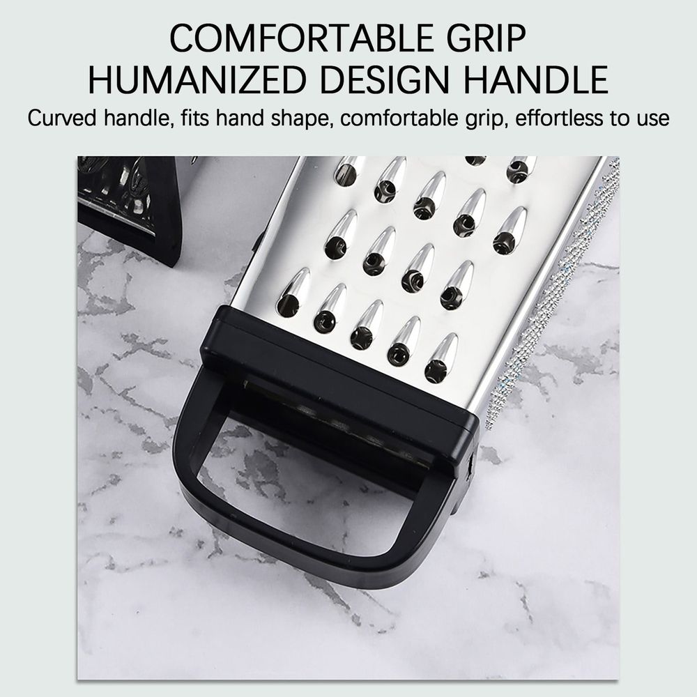 Stainless Steel Four Sided Box Grater | Multifunction Kitchen Grater for Cheese Vegables | Shredder Slicer zester | Fast Efficient Food Prep Tool | Dishwasher Safe for Home Cooking