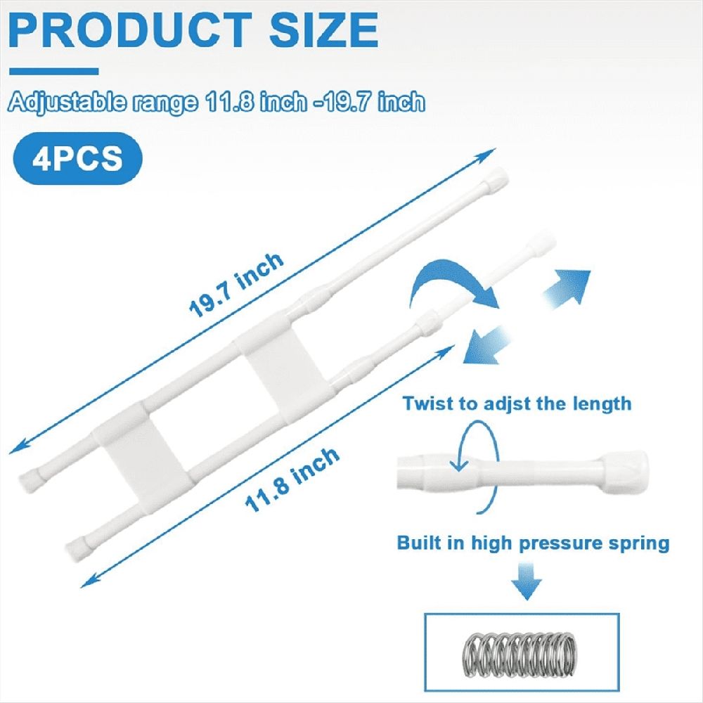 4 Pcs Double RV Refrigerator Bars Adjustable Fridge Tension Rods RV Refrigerator Kitchen Accessories, Fridge Bars