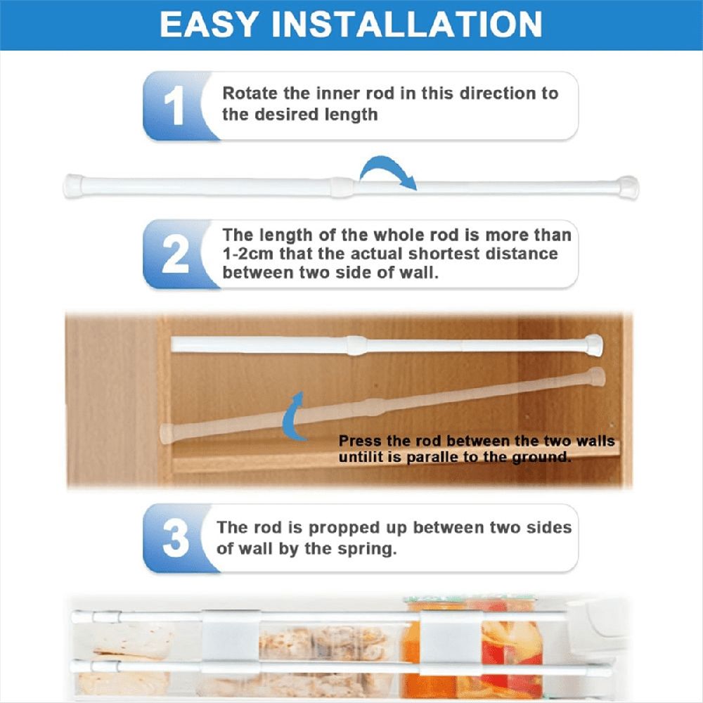 4 Pcs Double RV Refrigerator Bars Adjustable Fridge Tension Rods RV Refrigerator Kitchen Accessories, Fridge Bars