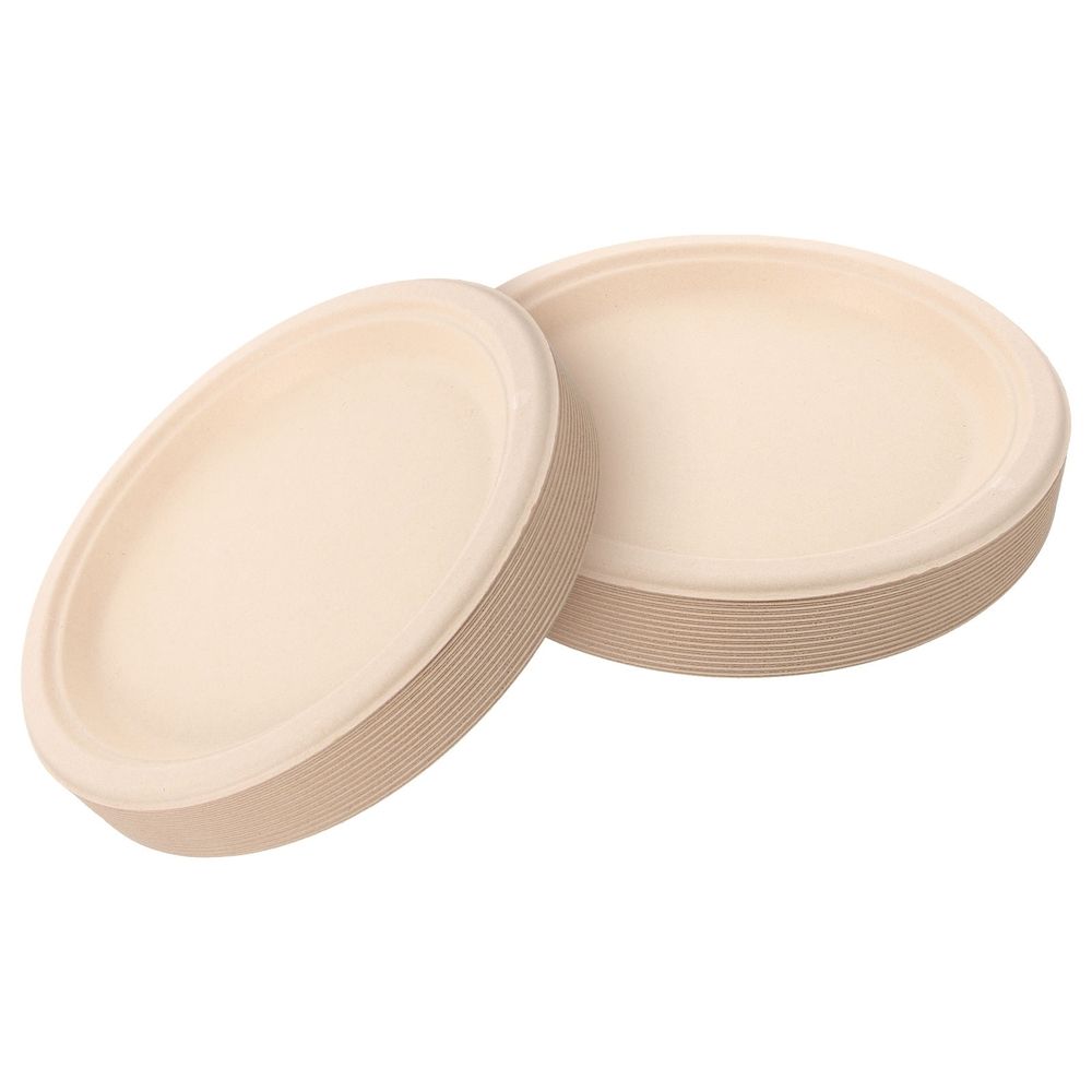 50Pcs Paper Dessert Plates Light Yellow for Gathering Convenient and Sturdy