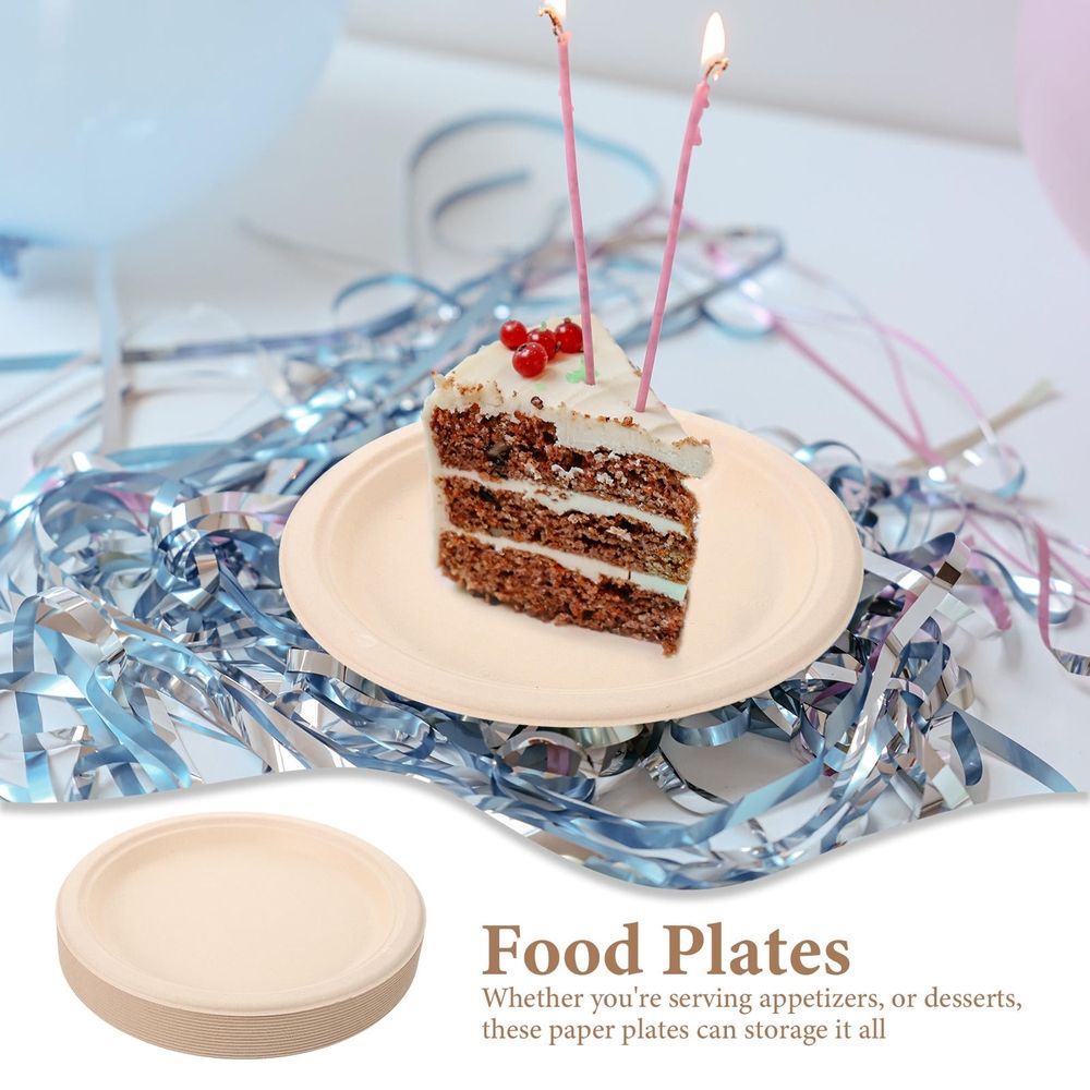 50Pcs Paper Dessert Plates Light Yellow for Gathering Convenient and Sturdy